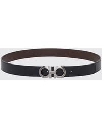 Ferragamo - Reversible And Adjustable Leather Belt With Gancini Buckle - Lyst