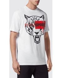 Philipp Plein - Graphic Print Jersey T-Shirt With Contrasting Logo - Lyst