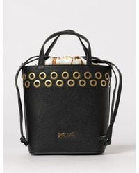 Just Cavalli - Grained Faux Leather Bucket Bag With Metal Eyelets - Lyst
