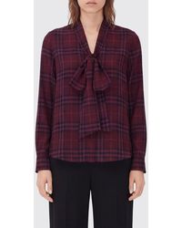Burberry - Tartan Print Silk Shirt With Pussy-Bow Collar - Lyst