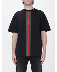 Gucci - Striped Cotton T-Shirt With Web Detail And Dropped Shoulders - Lyst