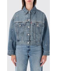Levi's - Cropped Fit Denim Jacket With Crystal Embellishment And Balloon Sleeves - Lyst
