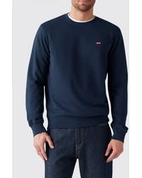 Levi's - Pure Cotton Crewneck Sweatshirt With Dropped Shoulders And Tonal Logo - Lyst