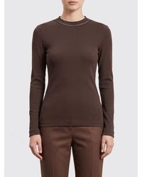 Brunello Cucinelli - Long-Sleeved Cotton T-Shirt With Monili Embroidery - Lyst