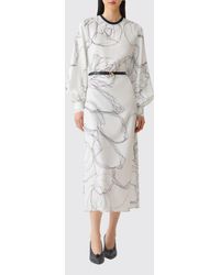 Fabiana Filippi - Floral Print Silk Midi Sheath Dress With Balloon Sleeves - Lyst