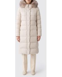 Moorer - Long Waterproof Quilted Nylon Down Jacket With Shearling Hood - Lyst