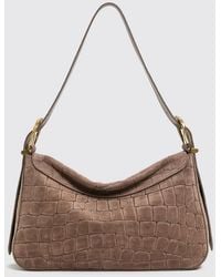 Twinset - Animalier Croc-Embossed Suede Shoulder Bag - Lyst