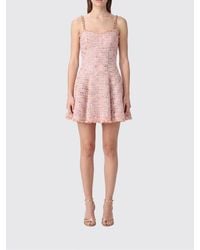 Balmain - A-Line Tweed Midi Dress With Square Neckline And Abstract Pattern - Lyst