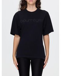 Courreges - Courr&Egrave	Ges Slim Fit Cotton T-Shirt With Printed Logo And Dropped Shoulders - Lyst