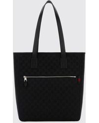 Gucci - Gg Monogram Jacquard Fabric Tote Bag With Leather Handles - Lyst