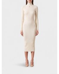Elisabetta Franchi - Slim Fit Turtleneck Midi Knit Dress - Lyst