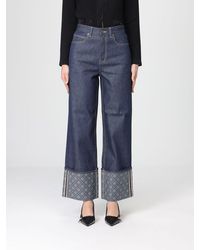Tory Burch - Wide Leg Denim Jeans With Cuff - Lyst