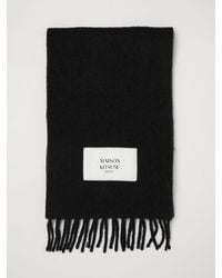 Maison Kitsuné - Maison Kitsun&Eacute Wool Scarf With Logo Patch And Fringed Trim - Lyst