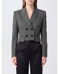Elisabetta Franchi - Cropped Double-Breasted Virgin Wool Blazer With Peaked Lapels - Lyst