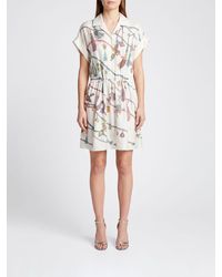 Versace - Graphic-Print Silk Twill Mini Shirt Dress With Ruched Waist - Lyst