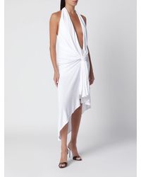 Christopher Esber - Asymmetrical Viscose Midi Dress With Halterneck - Lyst