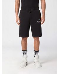 Philipp Plein - Jersey Jogging Shorts With Drawstring And Contrasting Logo - Lyst