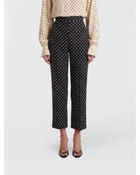 Valentino Garavani - High-Waisted Cropped Silk Pants With Polka Dot Print - Lyst