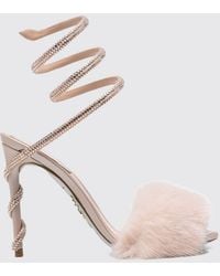 Rene Caovilla - Margot Leather Sandals With Stiletto Heel And Crystal Snake Strap - Lyst