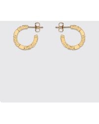 Versace - Tone Metal Hoop Earrings With Engraved Greca Pattern - Lyst