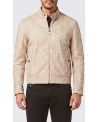 Billionaire - Python Leather Biker Jacket With Zip And Rear Logo - Lyst