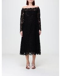 Fendi - A-Line Lace Midi Dress With A Straight Neckline - Lyst