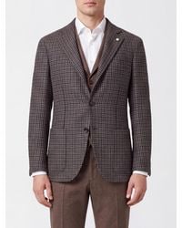 Luigi Bianchi - Houndstooth Check Single-Breasted Blazer - Lyst