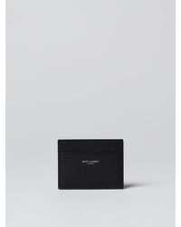 Saint Laurent - Grain De Poudre Leather Credit Card Holder - Lyst