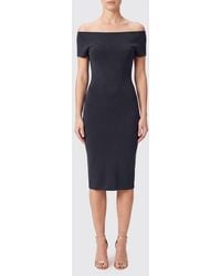 Magda Butrym - Viscose Knit Midi Sheath Dress With A Straight Neckline - Lyst