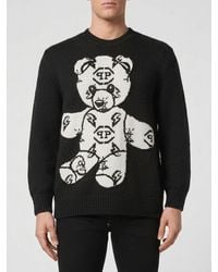 Philipp Plein - Pull À Col Rond En Laine Mélangée Avec Imprimé Teddy Bear Et Logo Jacquard - Lyst