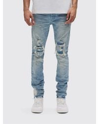 Purple - Distressed Skinny Fit Mid-Rise Denim Jeans - Lyst