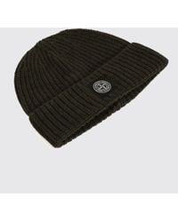 Stone Island - Ribbed Virgin Wool Beanie Hat With Compass Logo - Lyst