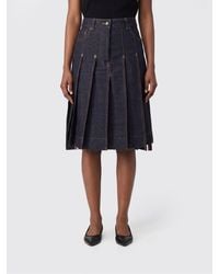Thom Browne - High-Waisted Pleated Denim Midi Skirt With Flag Logo - Lyst
