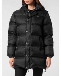 Philipp Plein - Quilted Nylon Puffer Jacket With Monogram Pattern And Detachable Hood - Lyst