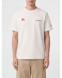 Burberry - Cotton T-Shirt With Graphic Print And Contrasting Logo - Lyst