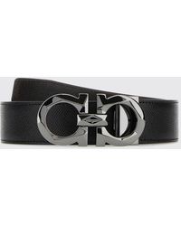 Ferragamo - Calf Leather Belt With Gancini Buckle - Lyst