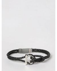 Ferragamo - Gancini Leather And Brass Bracelet - Lyst