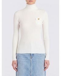 Elisabetta Franchi - Slim Fit Silk Blend Long-Sleeved Turtleneck Jumper - Lyst