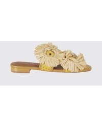 Kurt Geiger - Low-Heeled Embroidered Raffia Sandals With Double Strap - Lyst