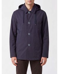 Herno - Short Cotton Hooded Raincoat With A Classic Collar And Button Closure - Lyst