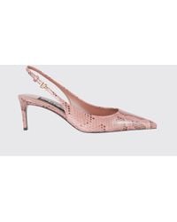 Dolce & Gabbana - Dolce &Amp Gabbana Python-Print Leather Slingback Pumps With Dg Logo - Lyst