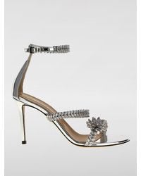 Mach & Mach - Laminated Patent Leather Sandal With Jewel Straps - Lyst