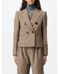 Tela - Double-Breasted Cropped Blazer With Peak Lapels - Lyst