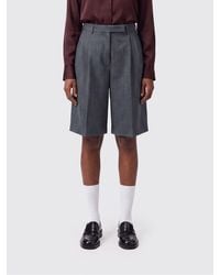 Jil Sander - Striped Wide-Leg Linen And Cotton Tailored Bermuda Shorts - Lyst