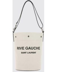 Saint Laurent - Rive Gauche Linen Bucket Bag - Lyst