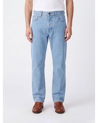 Stone Island - Straight Fit Cotton Denim Jeans With Compass Logo Patch - Lyst