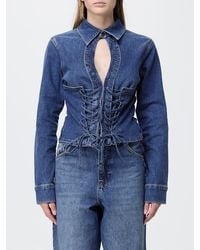 Liu Jo - Long-Sleeved Slim Fit Cotton Denim Bustier - Lyst