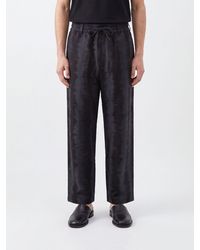 Y-3 - Deco Stitch Straight-Leg Linen And Cotton Blend Trousers With Drawstring Waist - Lyst