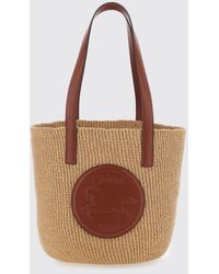 Chloé - Chlo&Eacute Horse Medal Raffia Shoulder Bag With Double Leather Handles - Lyst