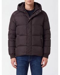 Add - Quilted Nylon Short Down Jacket With Ped Hood And Concealed Closure - Lyst